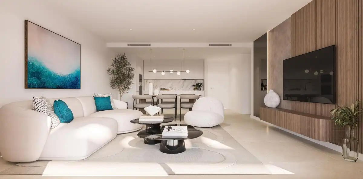 Wohnzimmer von Wohnungen zum Verkauf in Estepona mit Klimaanlage, Terrasse und Abstellraum