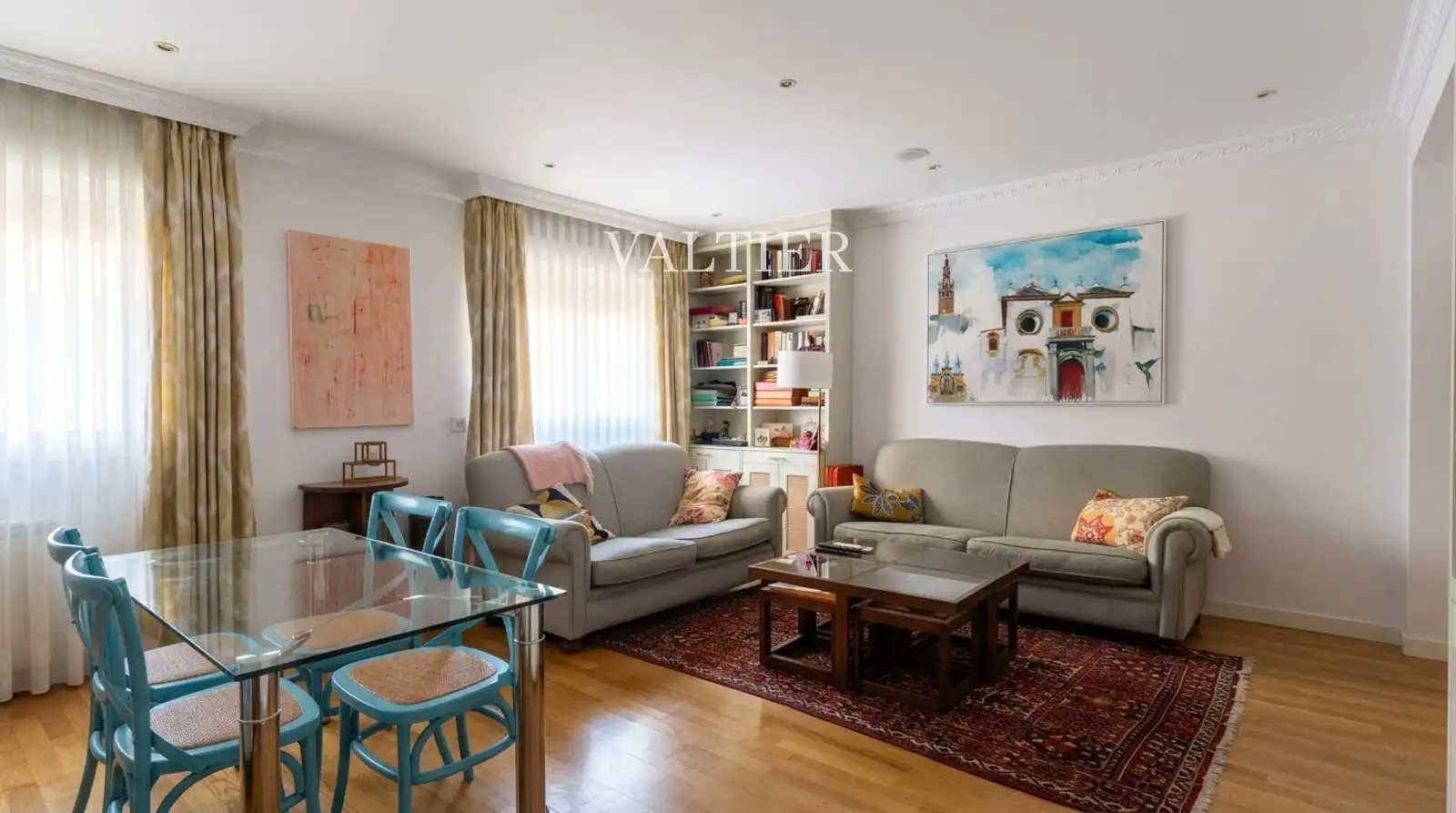 Wohnzimmer von Wohnung zur Miete in Madrid mit Klimaanlage