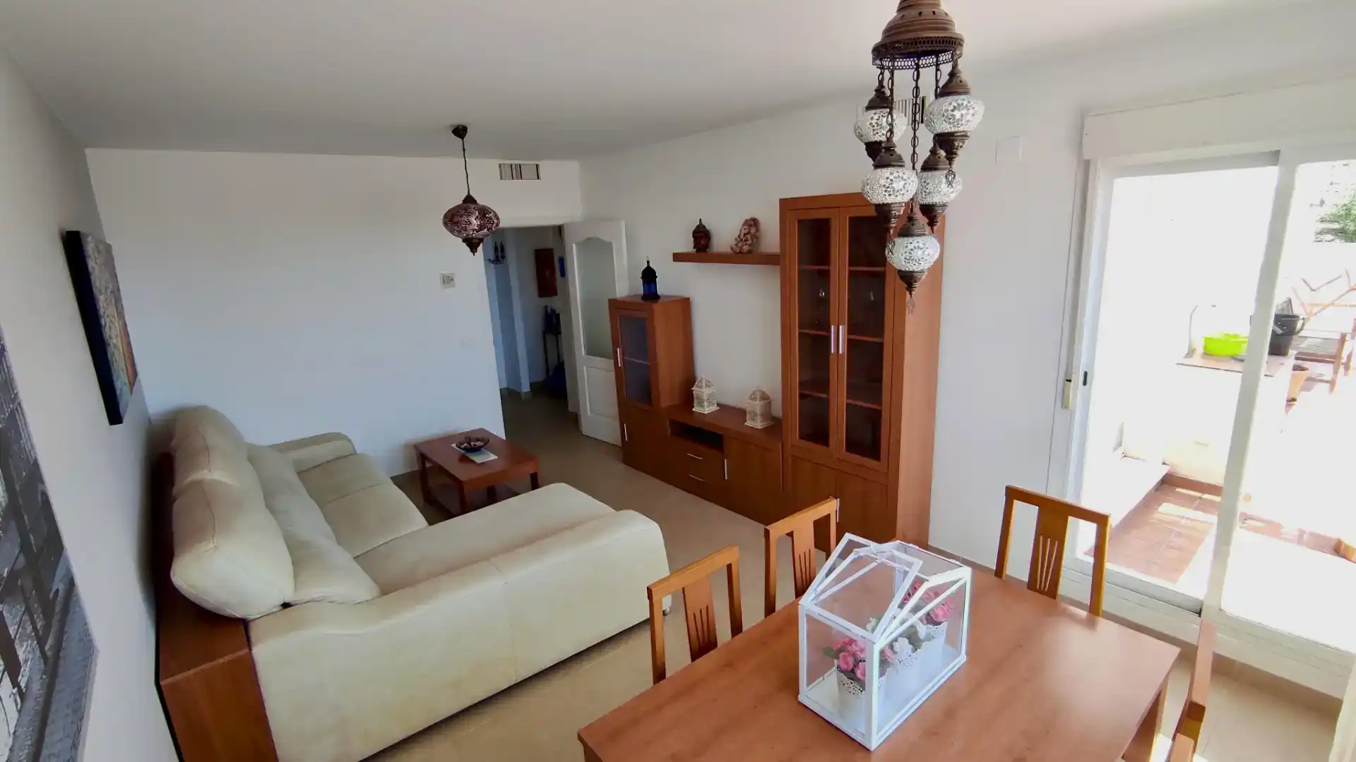 Sala d'estar de Àtic de lloguer en Rincón de la Victoria amb Aire condicionat, Terrassa i Moblat