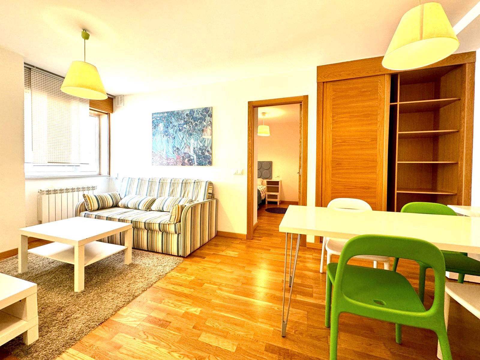 Living room of Apartment to rent in Santiago de Compostela   with Heating, Parquet flooring and Furnished