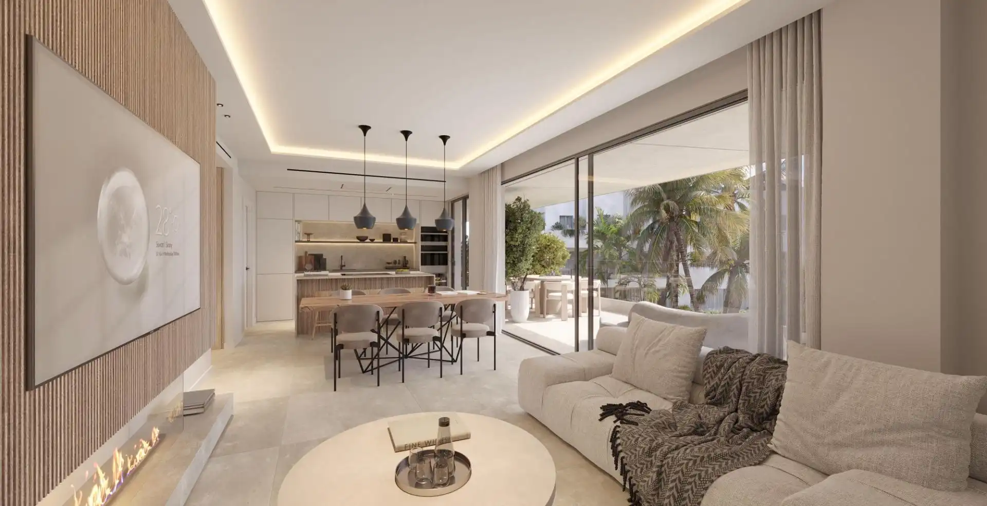 Sala de estar de Planta baja en venta en Estepona con Aire acondicionado, Jardín privado y Terraza