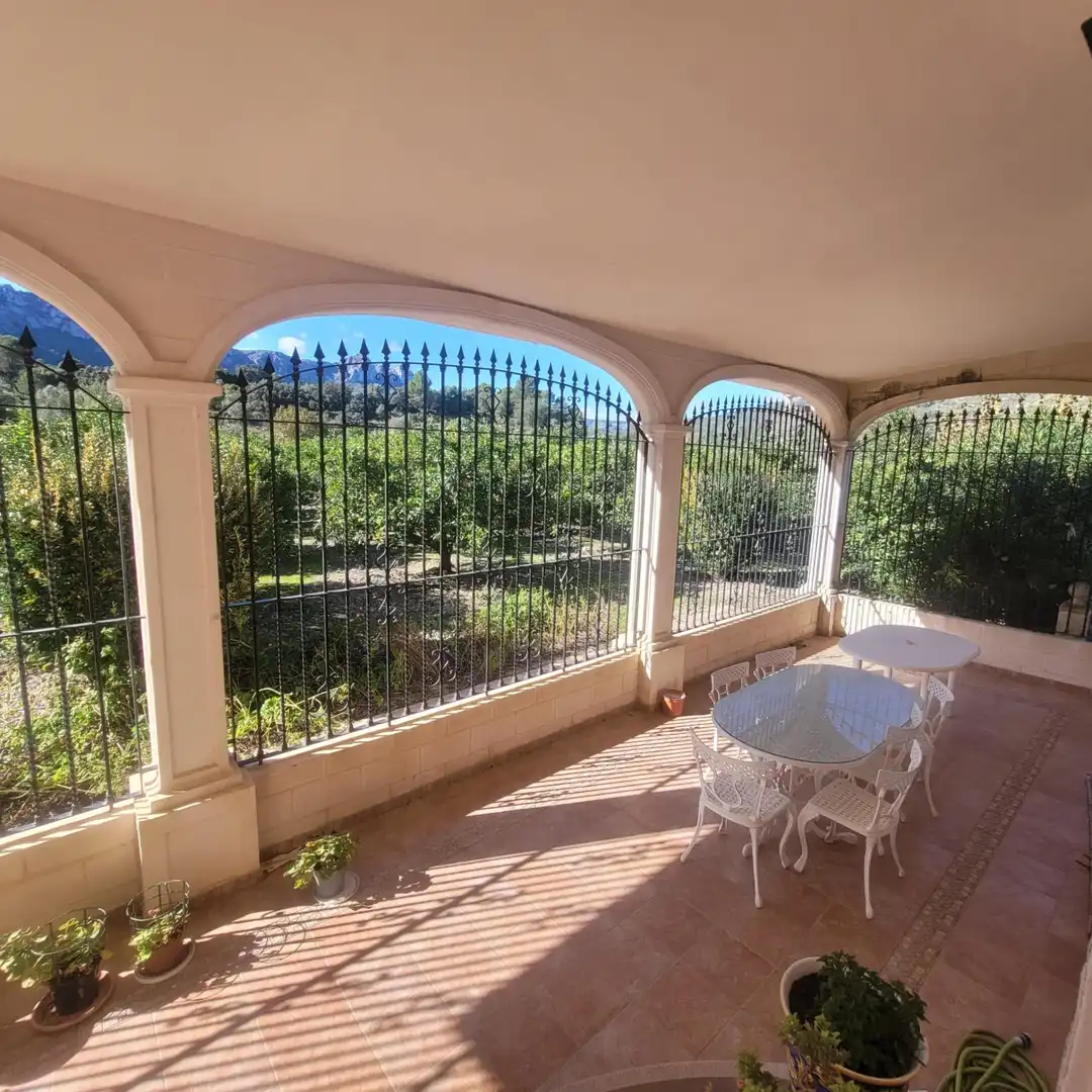 Terraza de Casa o chalet en venta en Agres con Jardín privado, Piscina y Amueblado