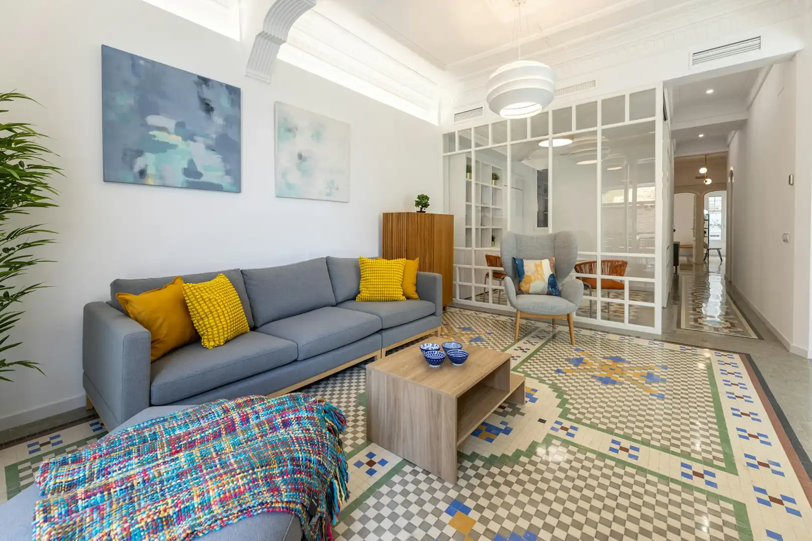 Living room of Flat for rent in Valencia  with Air Conditioner, Heating and Furnished
