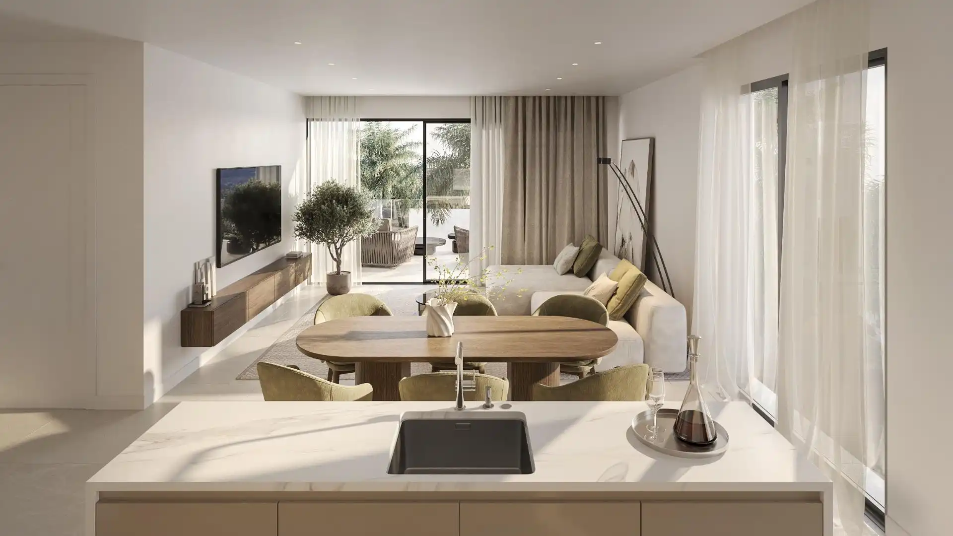 Living room of Flat for sale in Estepona  with Air Conditioner, Heating and Private garden