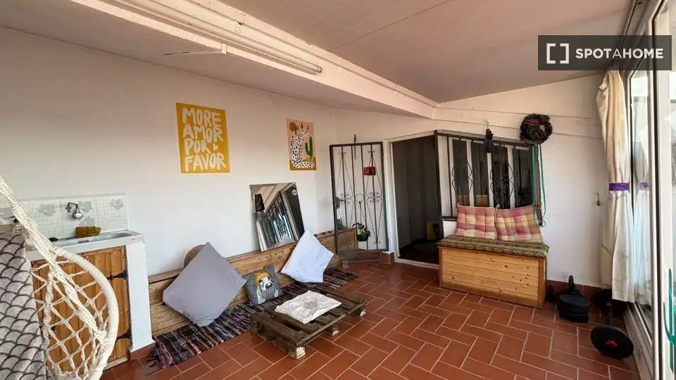 Balcony of Flat for share in Pineda de Mar  with Air Conditioner, Heating and Furnished