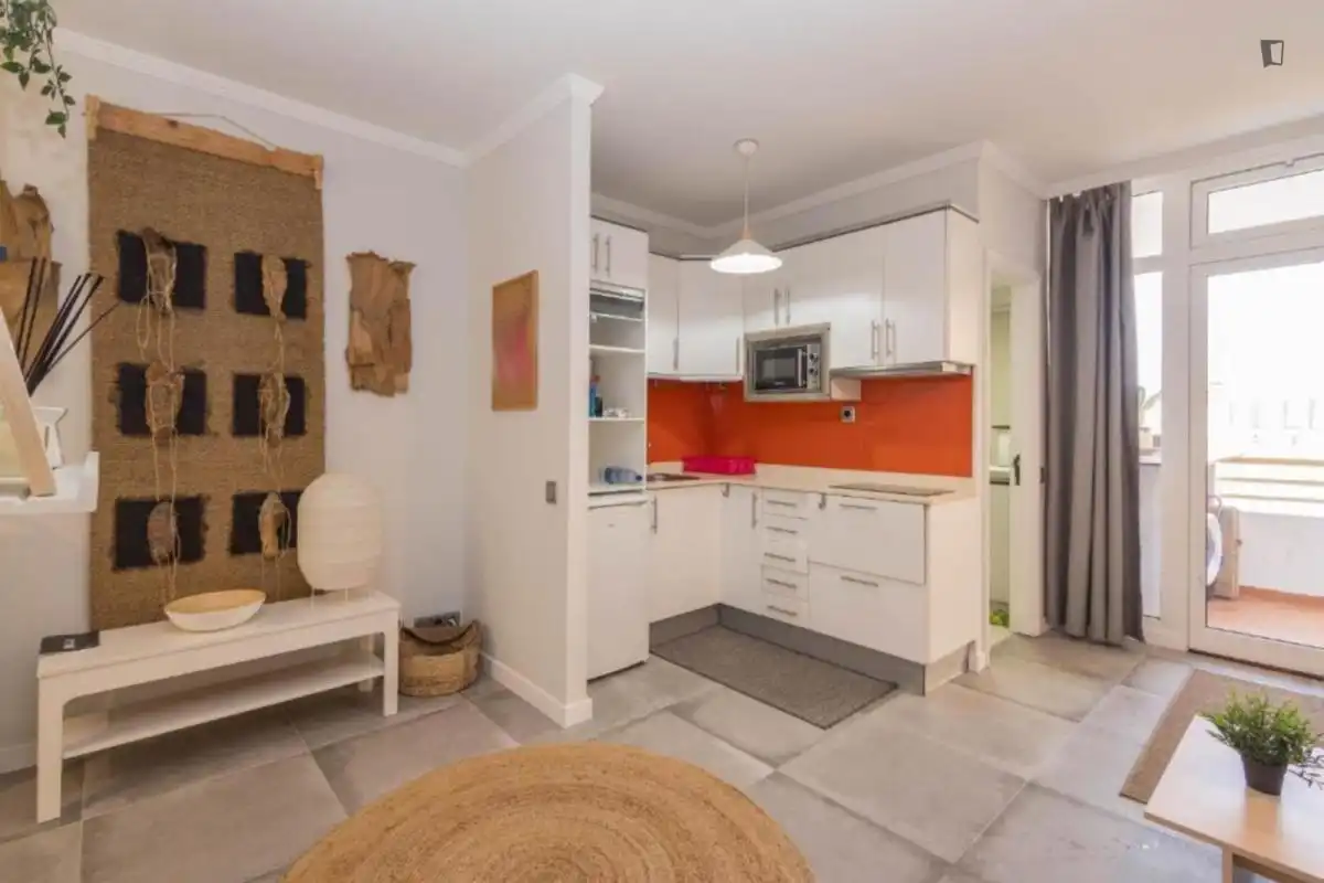 Cuina de Apartament de lloguer en Las Palmas de Gran Canaria amb Moblat, Rentadora i Microones