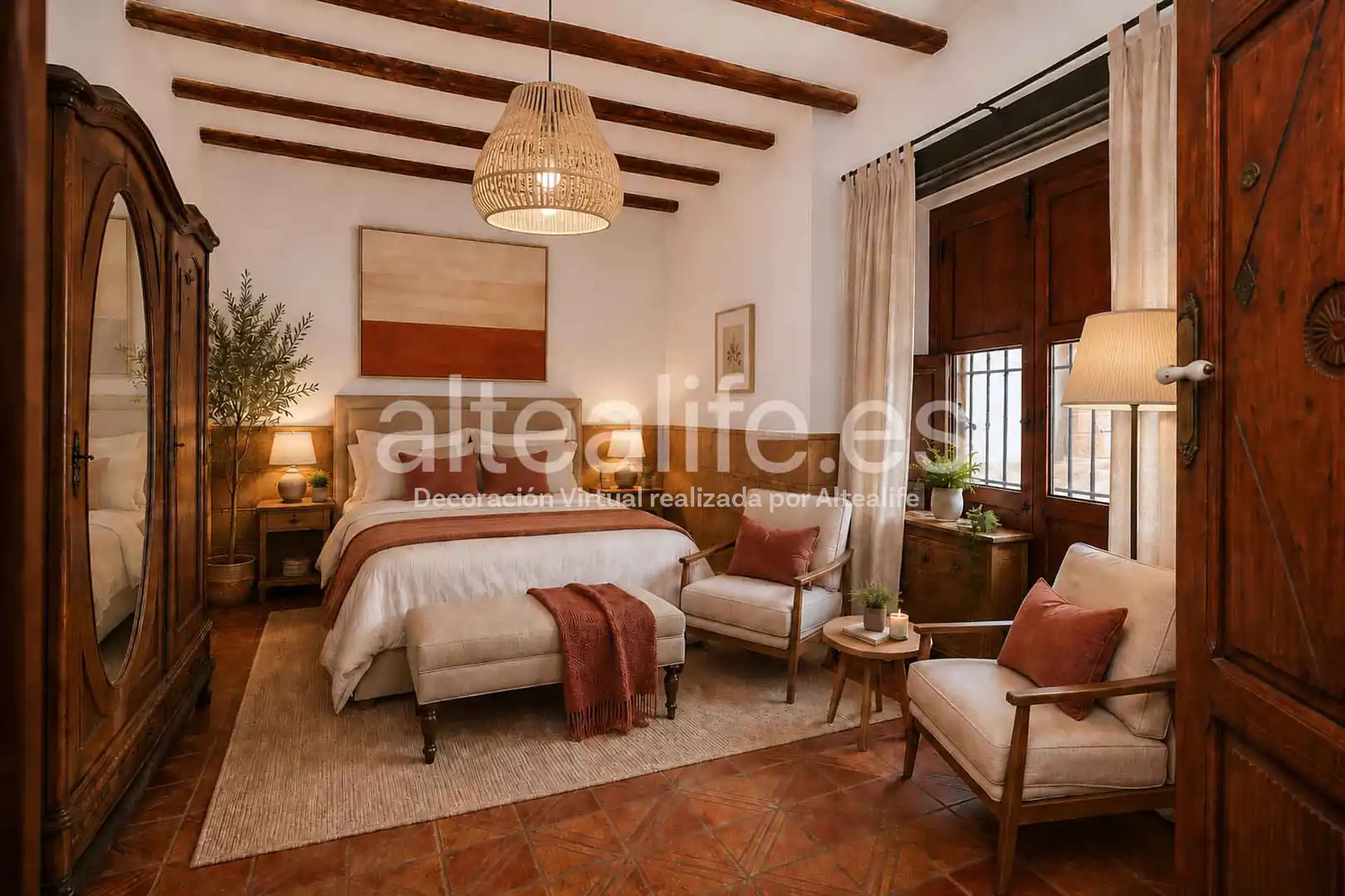 Schlafzimmer von Einfamilien-Reihenhaus zum Verkauf in Gandia mit Privatgarten, Terrasse und Abstellraum
