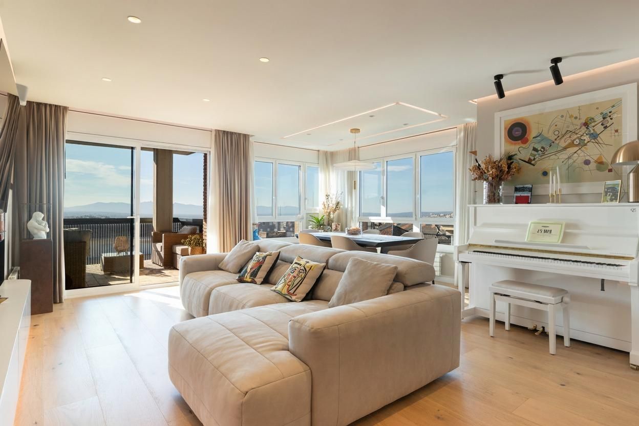 Sala d'estar de Àtic en venda en Sabadell amb Aire condicionat, Parquet i Moblat