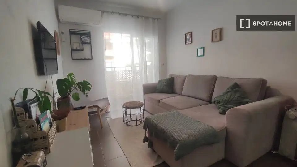 Wohnzimmer von Wohnungen zur untervermieten in Málaga mit Klimaanlage, Heizung und Terrasse