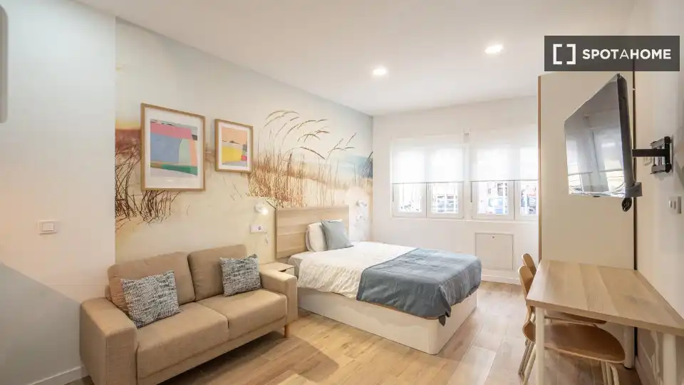 Bedroom of Study for share in Madrid  with Air Conditioner, Terrace and Furnished