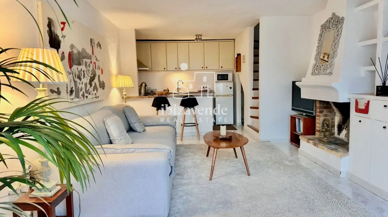 Living room of Duplexes for rent in Santa Eulària des Riu  with Air Conditioner, Terrace and Swimming Pool