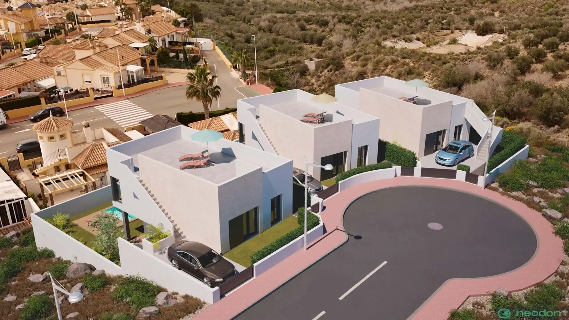 Vista exterior de Casa o chalet en venta en Mazarrón con Aire acondicionado, Terraza y Piscina