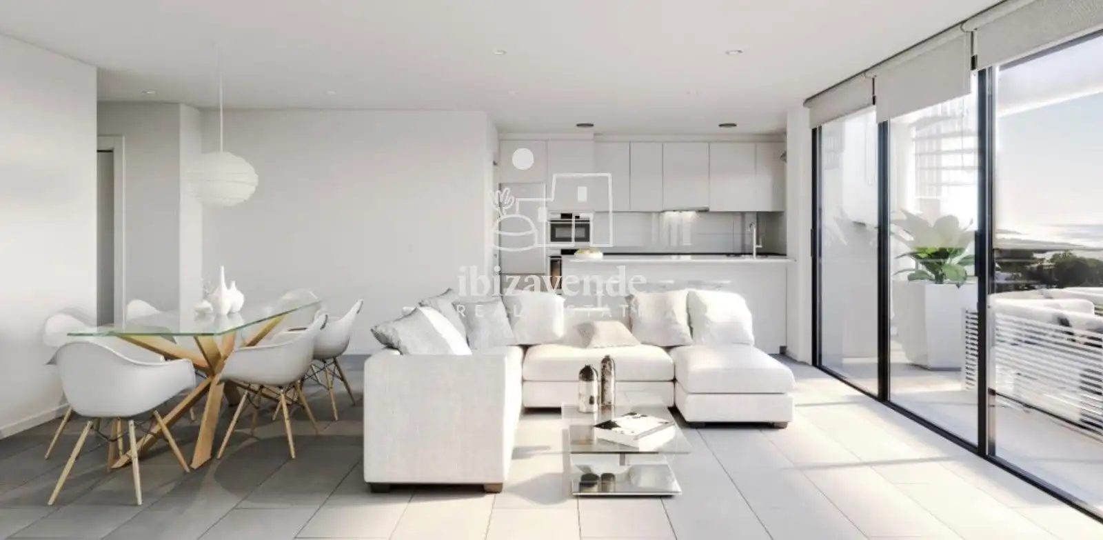 Sala de estar de Ático en venta en Sant Joan de Labritja con Terraza, Trastero y Piscina