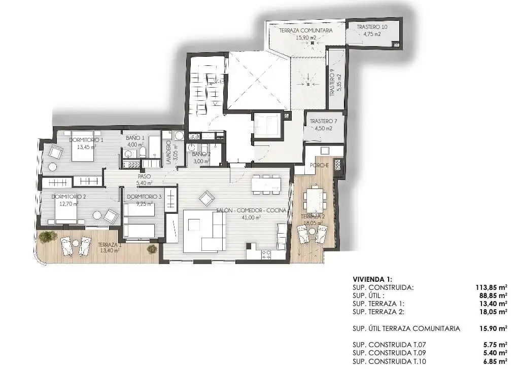 Wohnung zum Verkauf in Santa Pola mit Klimaanlage, Heizung und Terrasse