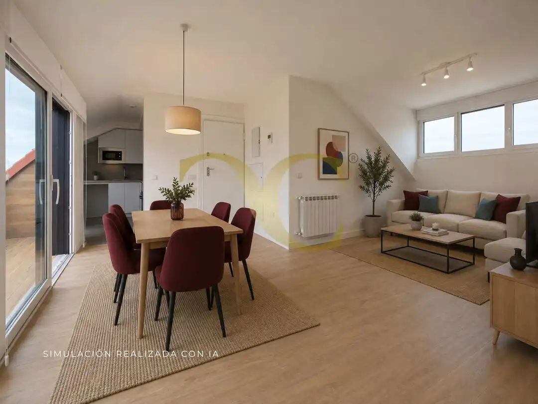 Wohnzimmer von Dachboden zum Verkauf in Llanes mit Heizung, Privatgarten und Terrasse