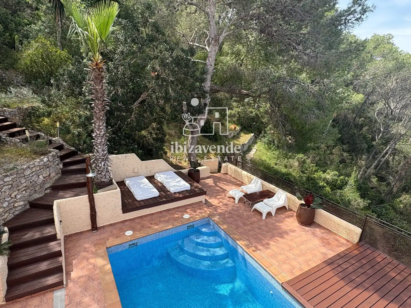 Jardí de Casa o xalet de lloguer en Santa Eulària des Riu amb Calefacció, Terrassa i Piscina
