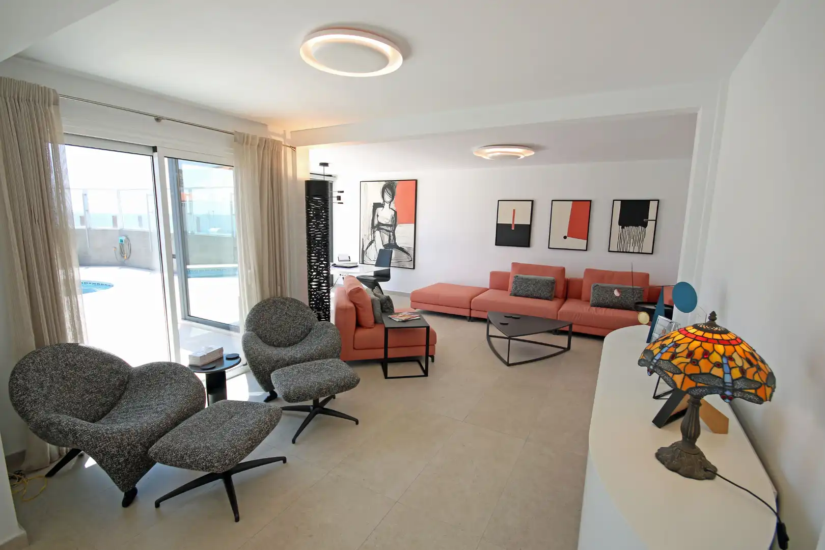 Living room of Detached homes for sale in Granadilla de Abona  with Air Conditioner, Private garden and Swimming Pool