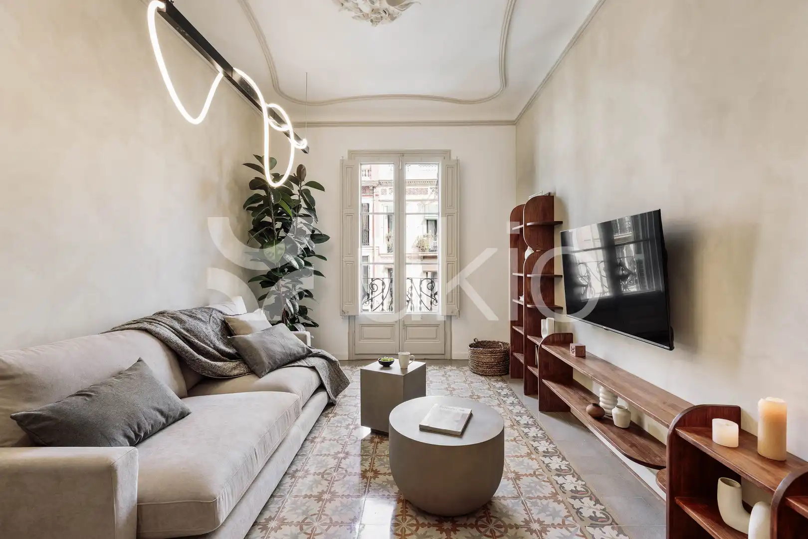 Sala de estar de Apartamento de alquiler en Barcelona con Aire acondicionado, Calefacción y Amueblado