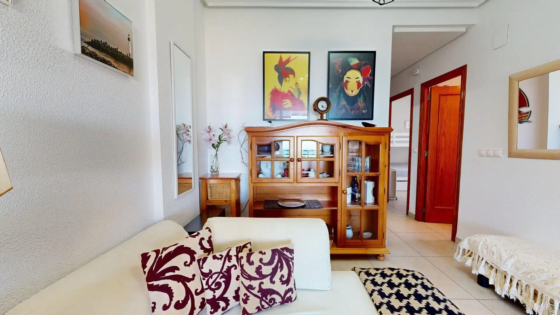 Sala d'estar de Apartament de lloguer en Elche / Elx amb Calefacció, Jardí privat i Terrassa