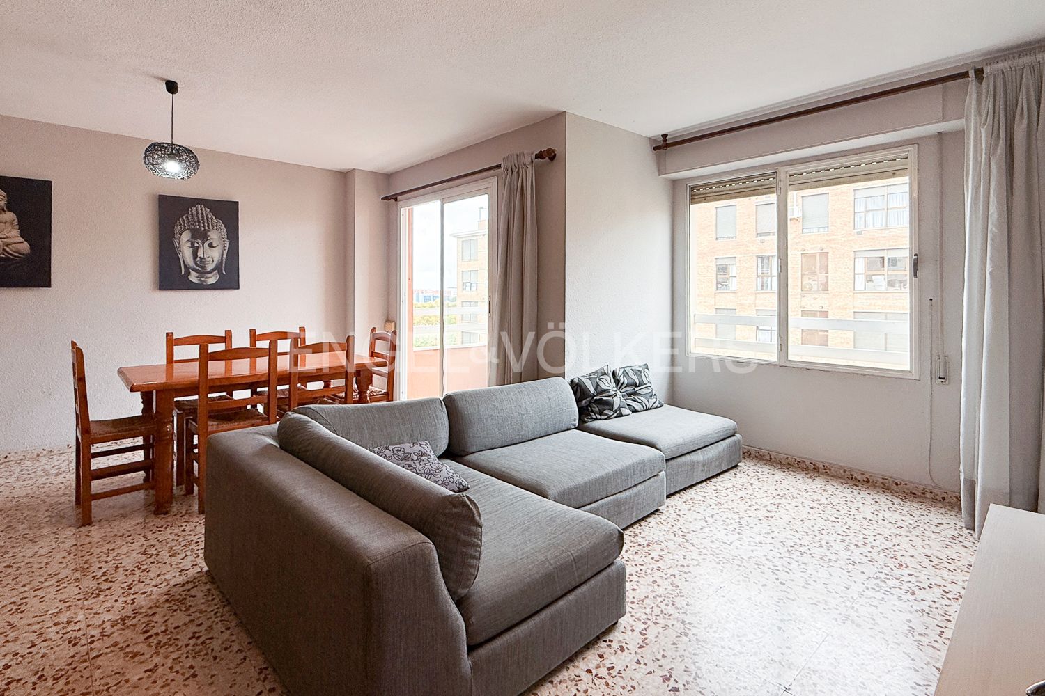 Living room of Apartment to rent in  Valencia Capital  with Heating, Terrace and Furnished