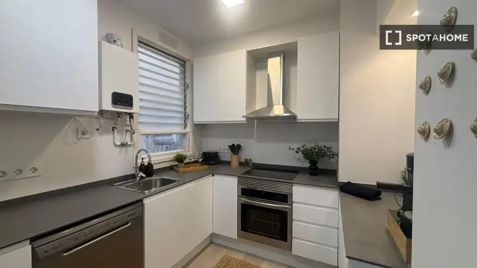 Cuina de Pis de lloguer en Barcelona amb Aire condicionat, Calefacció i Moblat