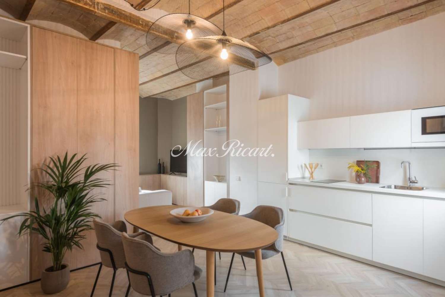 Kitchen of Attic to rent in  Barcelona Capital  with Air Conditioner, Heating and Furnished