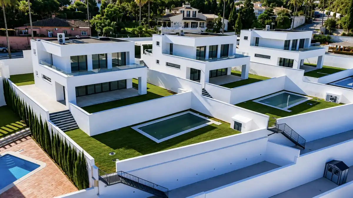 Vista exterior de Casa o xalet en venda en Manilva amb Aire condicionat, Jardí privat i Terrassa