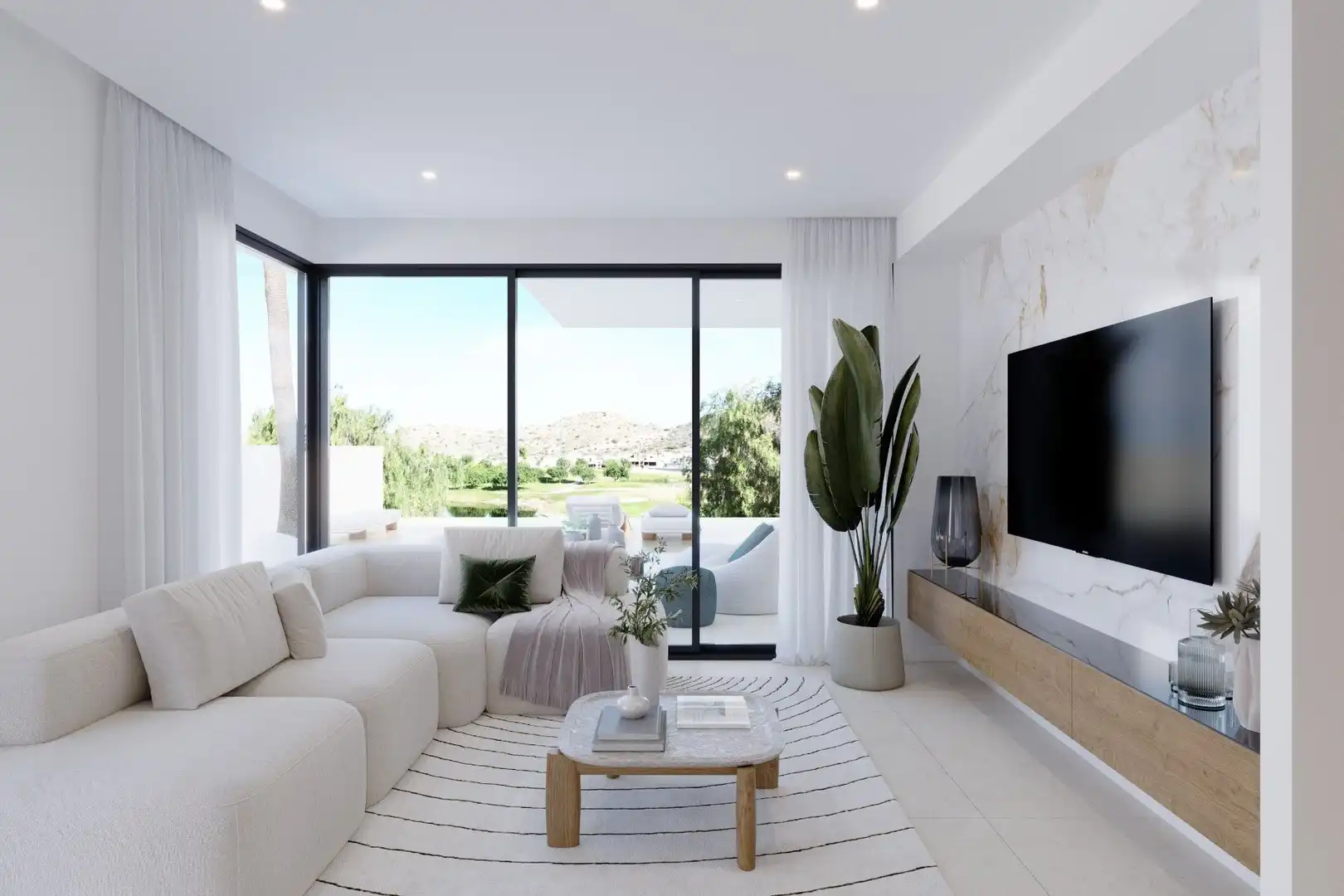 Sala d'estar de Casa o xalet en venda en Monforte del Cid amb Aire condicionat, Jardí privat i Terrassa