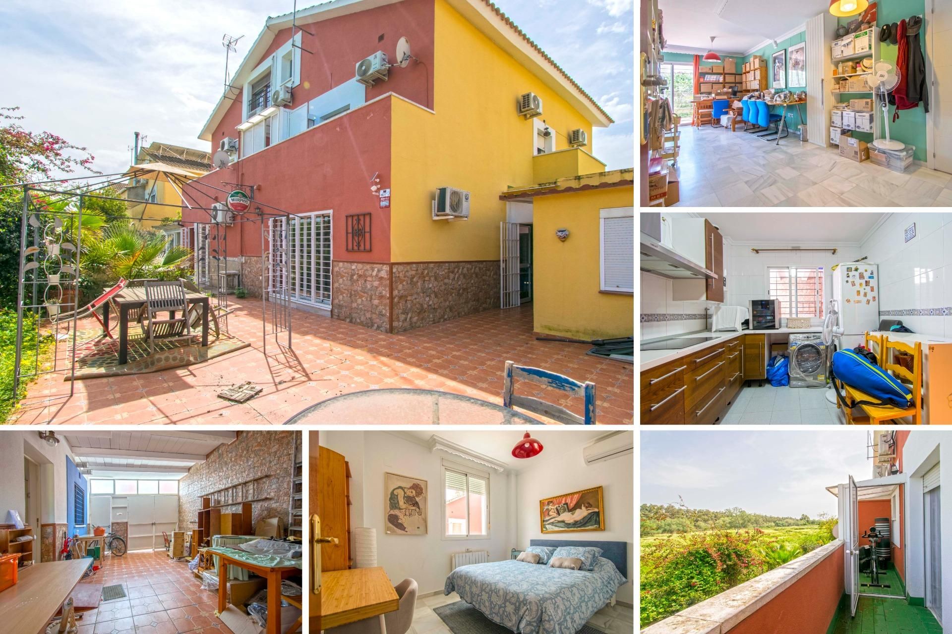 Vista exterior de Casa adosada en venda en Gelves amb Aire condicionat, Jardí privat i Terrassa