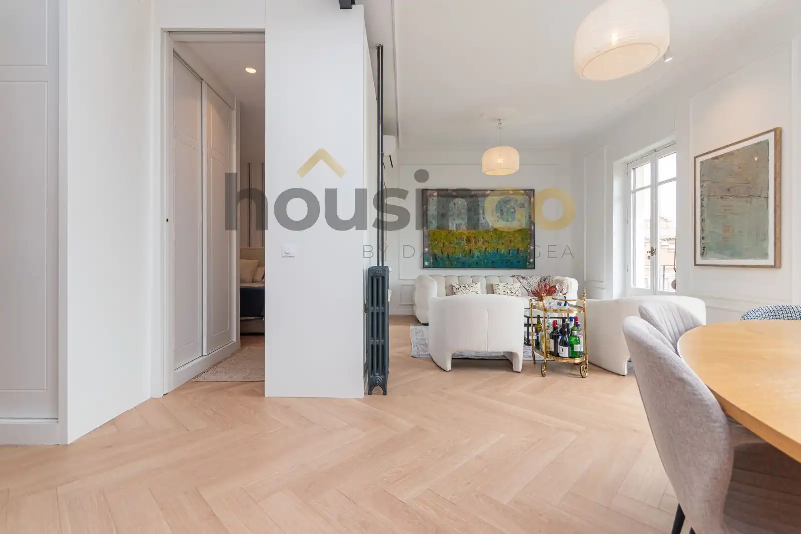 Wohnzimmer von Wohnung zur Miete in Madrid mit Klimaanlage, Heizung und Terrasse