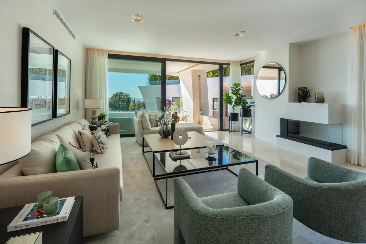 Living room of Duplexes for sale in Marbella  with Air Conditioner and Community pool