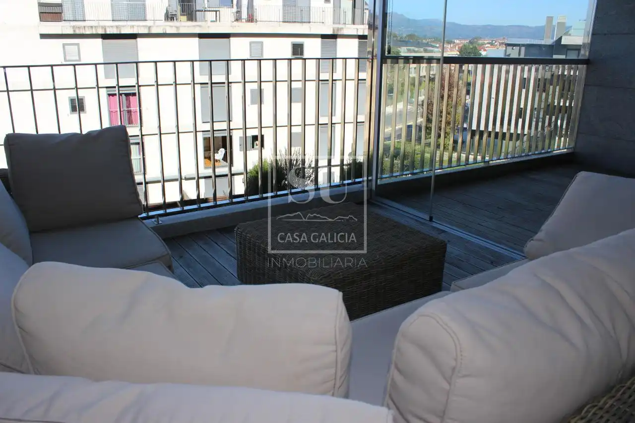 Terrace of Flat for rent in Baiona  with Heating, Parquet flooring and Terrace
