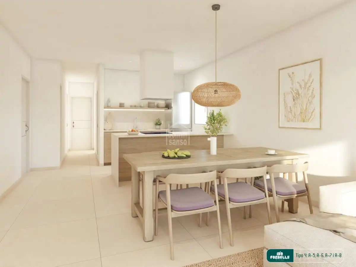 Cuina de Apartament en venda en Es Mercadal amb Jardí privat, Terrassa i Piscina