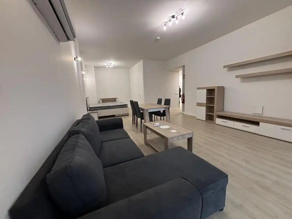 Sala d'estar de Estudi de lloguer en Madrid amb Aire condicionat, Moblat i Piscina comunitària