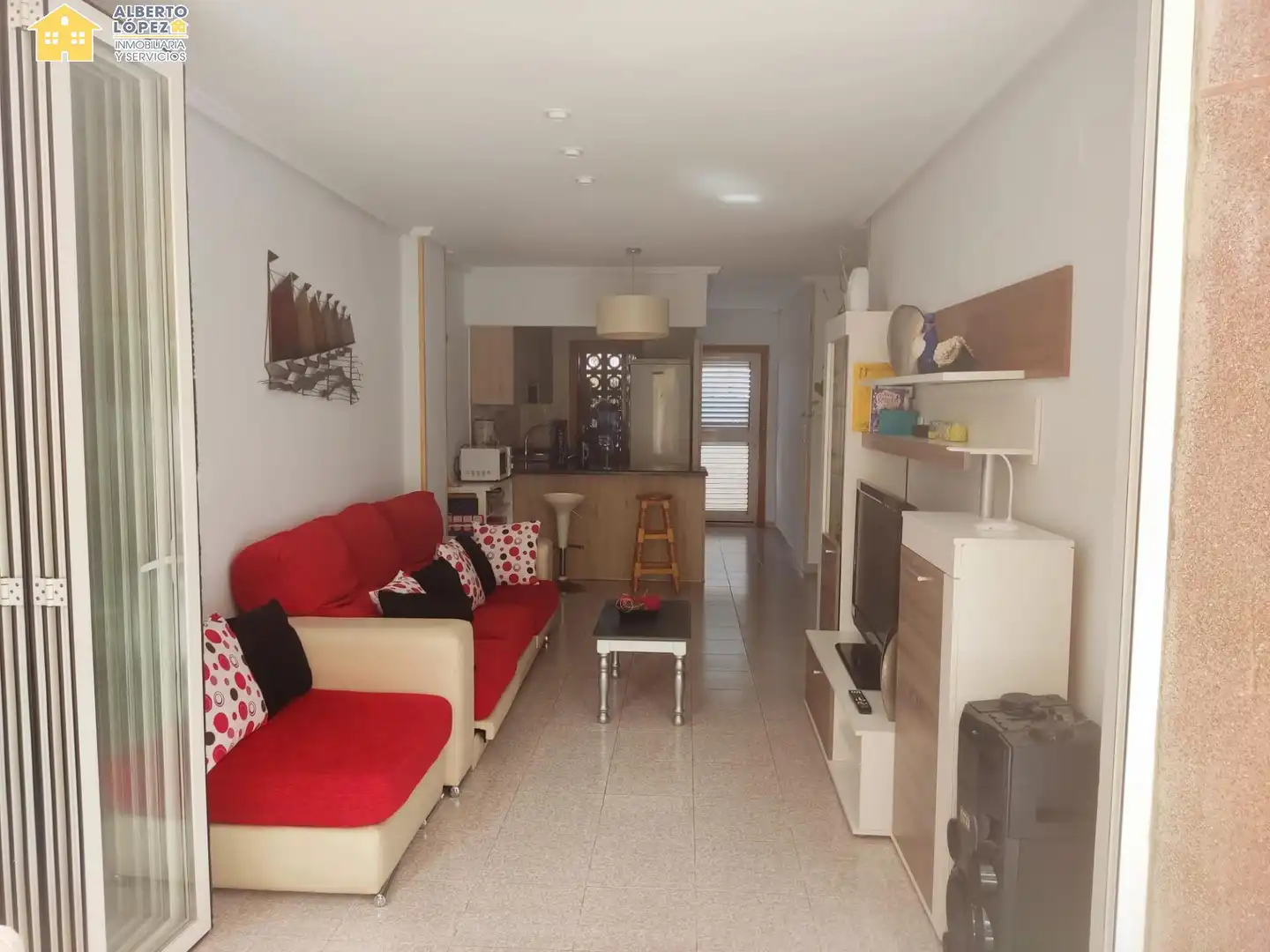 Sala d'estar de Planta baixa de lloguer en Elche / Elx amb Aire condicionat, Terrassa i Moblat