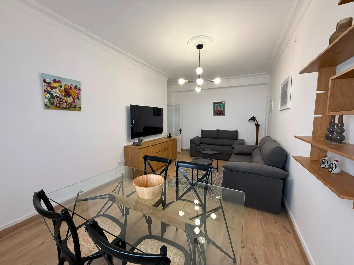 Living room of Flat for rent in Ferrol  with Heating, Parquet flooring and Terrace