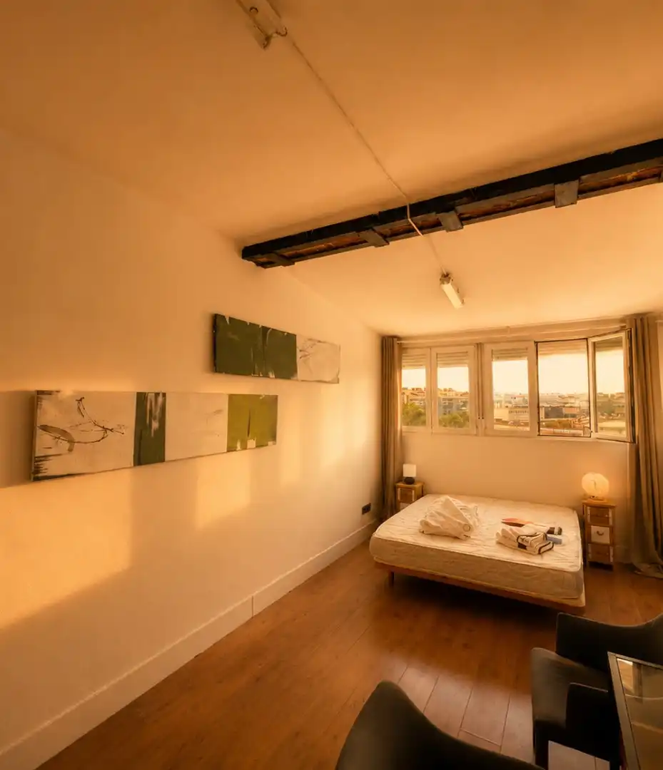 Bedroom of Attic for rent in Madrid  with Air Conditioner, Heating and Parquet flooring