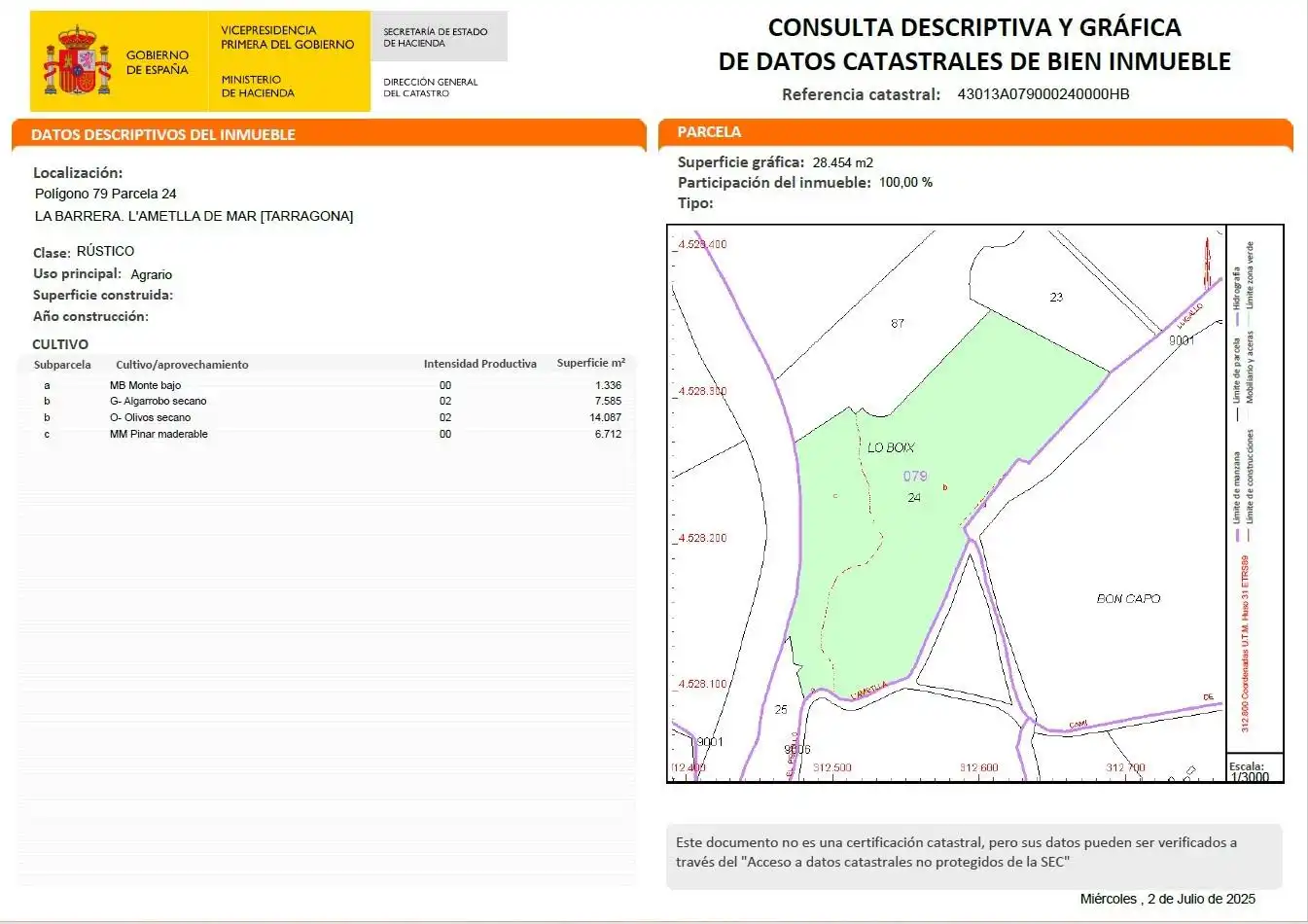 Terreno rústico en venta en Avenida Camí de l'Ametlla de Mar al Perelló, imagen 7