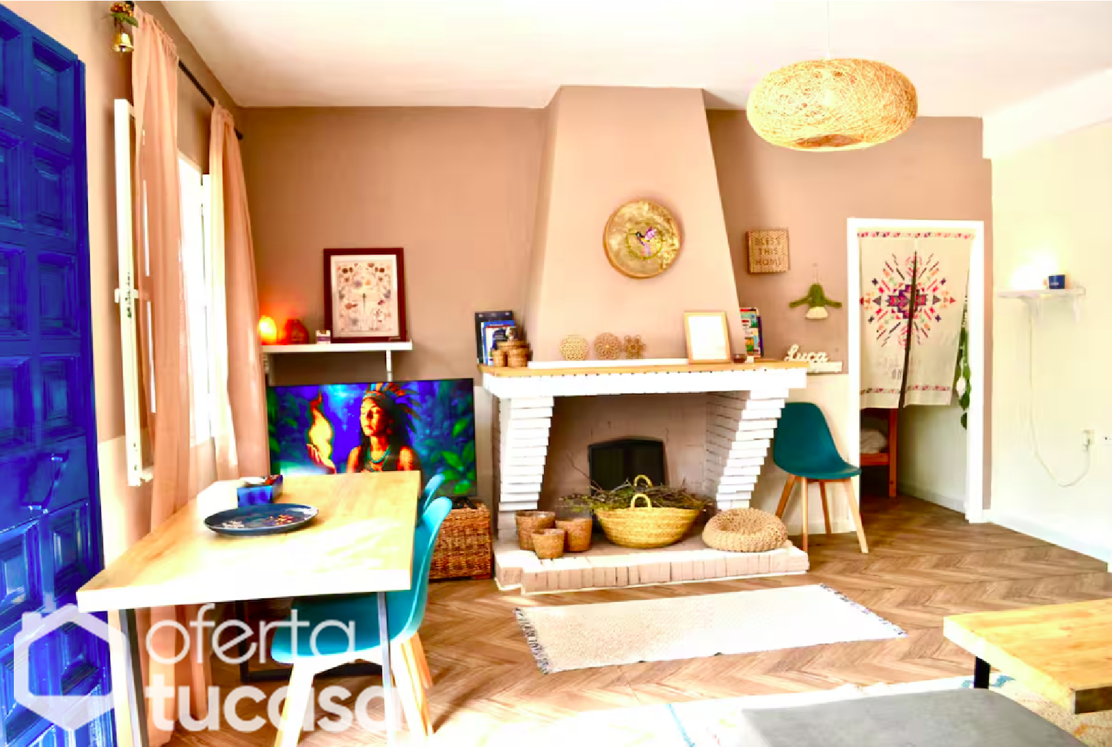 Sala de estar de Casa adosada en venta en Linares de la Sierra con Terraza, Piscina y Amueblado