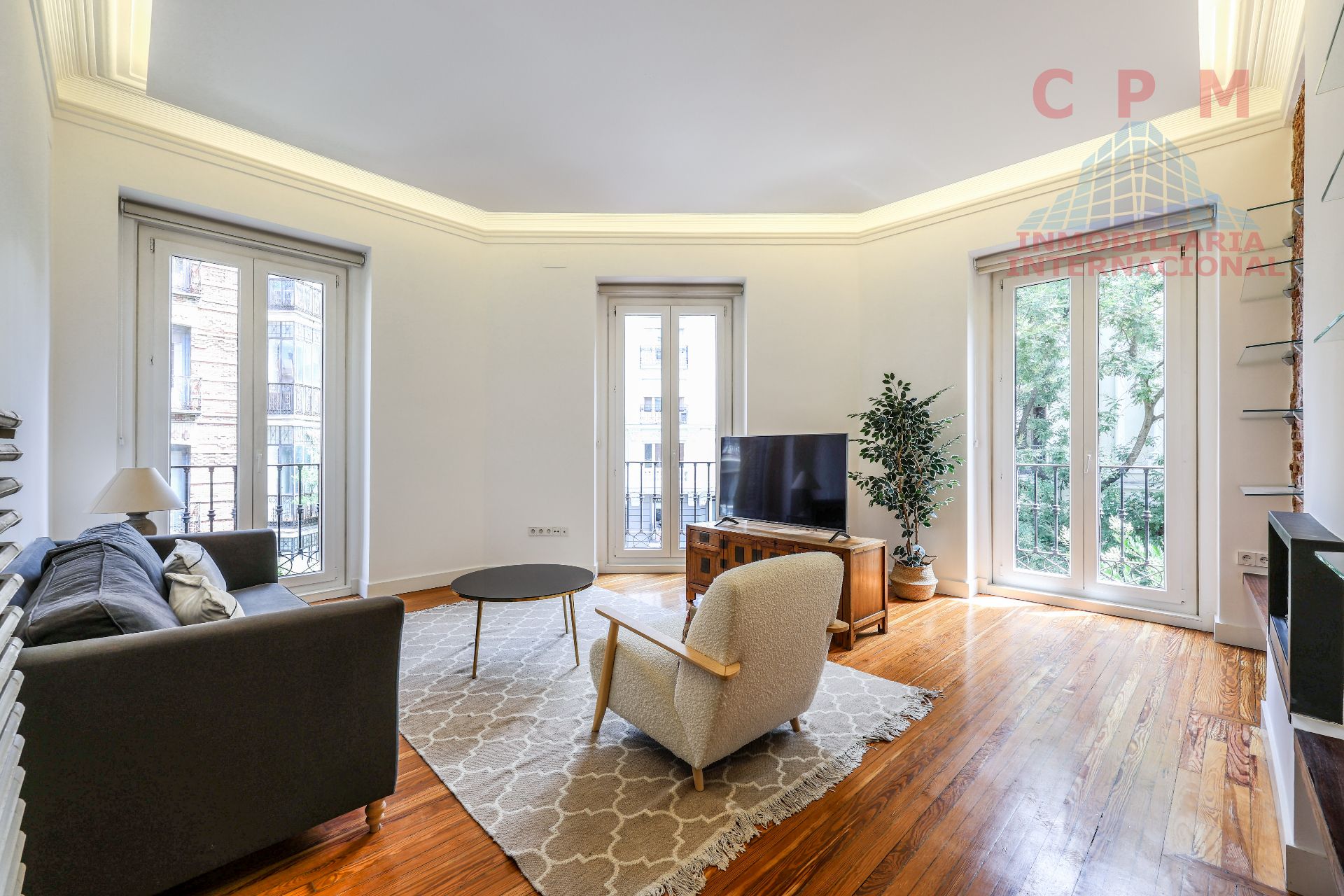 Living room of Flat to rent in  Madrid Capital  with Air Conditioner, Heating and Parquet flooring