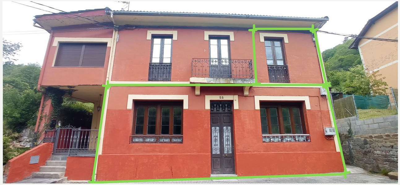 Vista exterior de Casa adosada en venda en Mieres (Asturias) amb Jardí privat, Terrassa i Traster