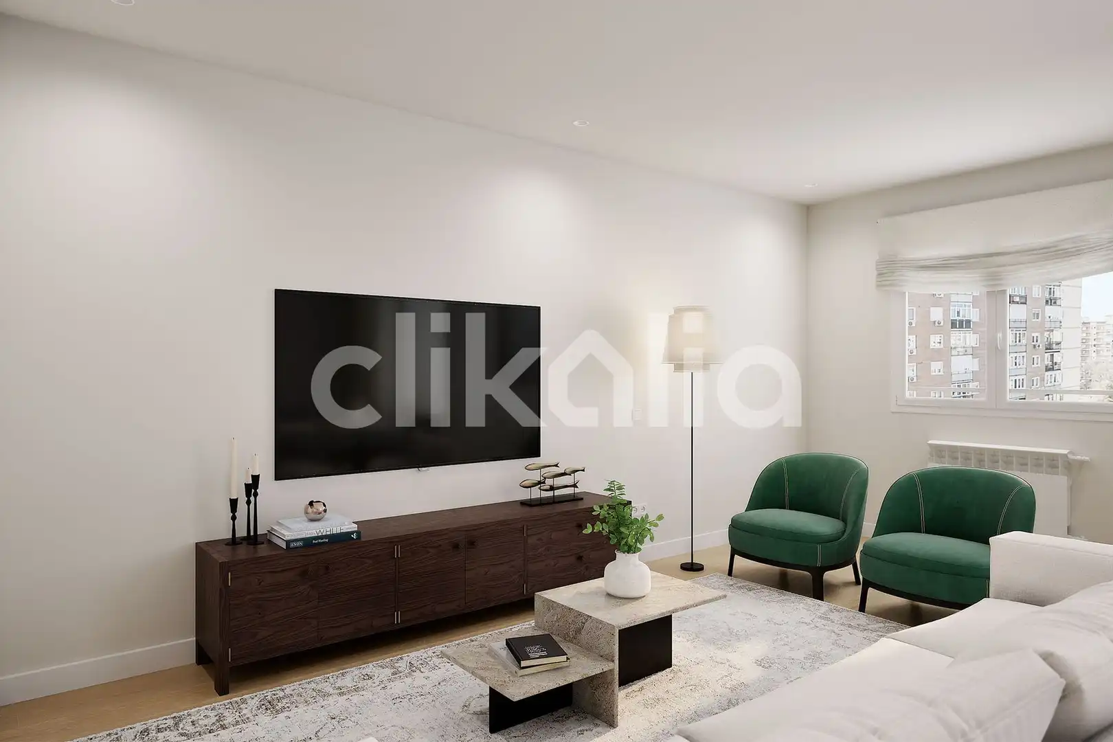 Sala d'estar de Pis en venda en  Madrid Capital amb Aire condicionat, Calefacció i Jardí privat