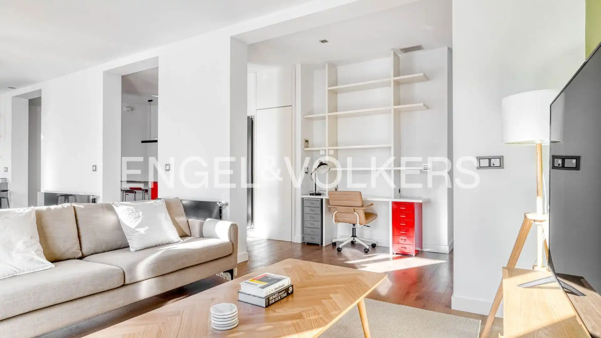 Sala de estar de Piso de alquiler en  Madrid Capital con Aire acondicionado, Calefacción y Terraza