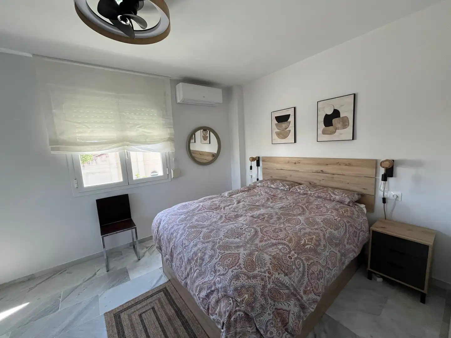Schlafzimmer von Wohnung zur Miete in Rincón de la Victoria mit Klimaanlage, Terrasse und Möbliert