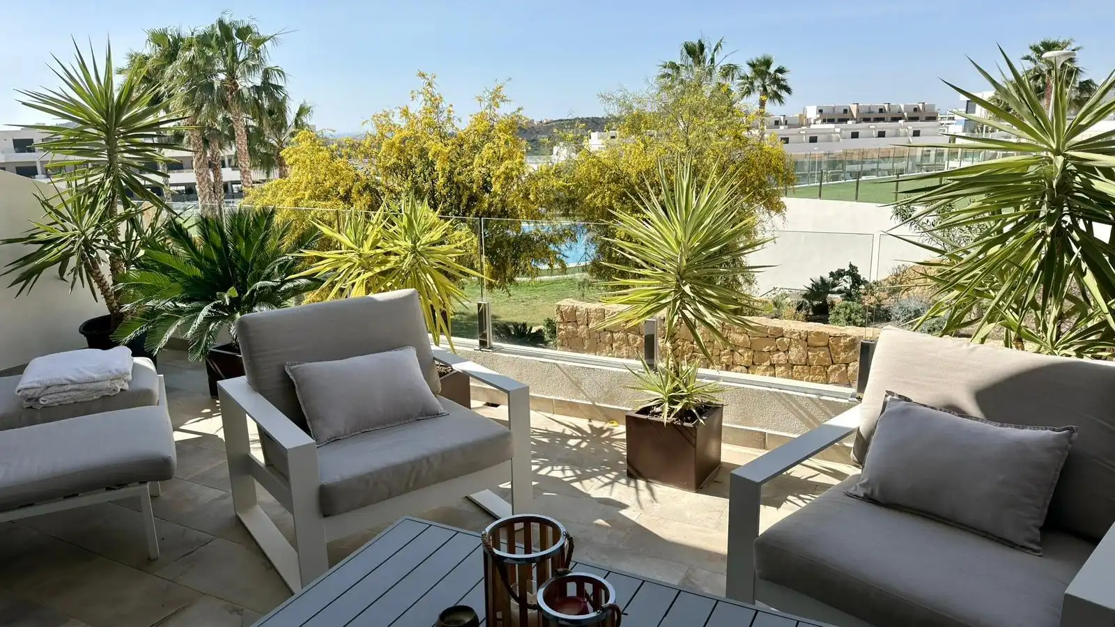 Terrasse von Maisonette zum Verkauf in Finestrat mit Klimaanlage, Heizung und Privatgarten