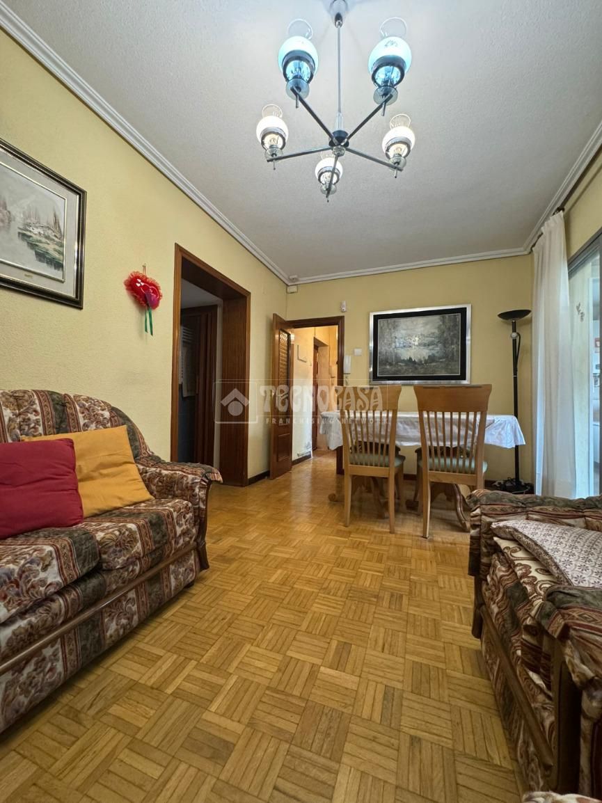 Sala d'estar de Pis en venda en  Madrid Capital amb Aire condicionat, Parquet i Terrassa