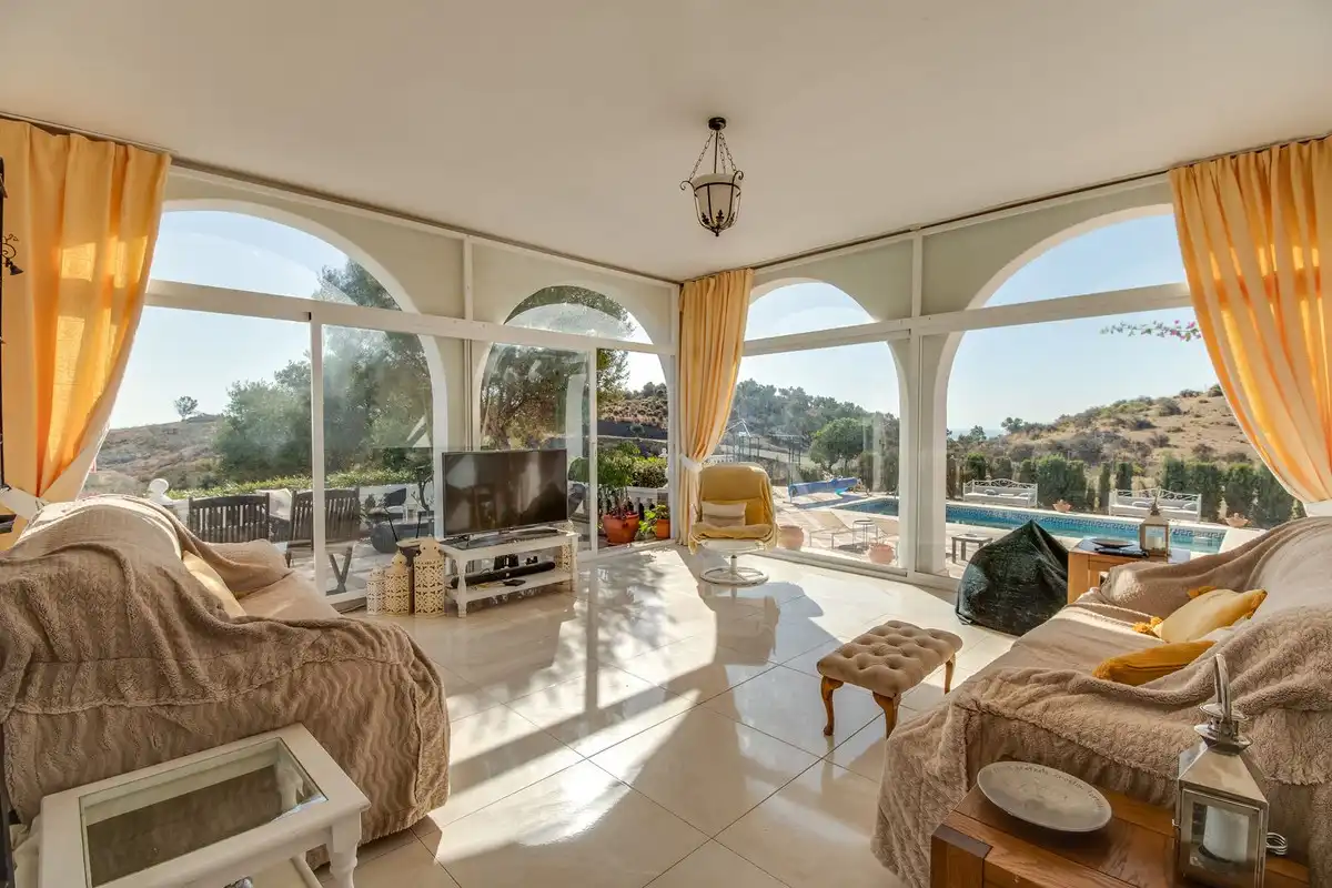 Living room of Houses for sale in Mijas  with Private garden, Terrace and Swimming Pool