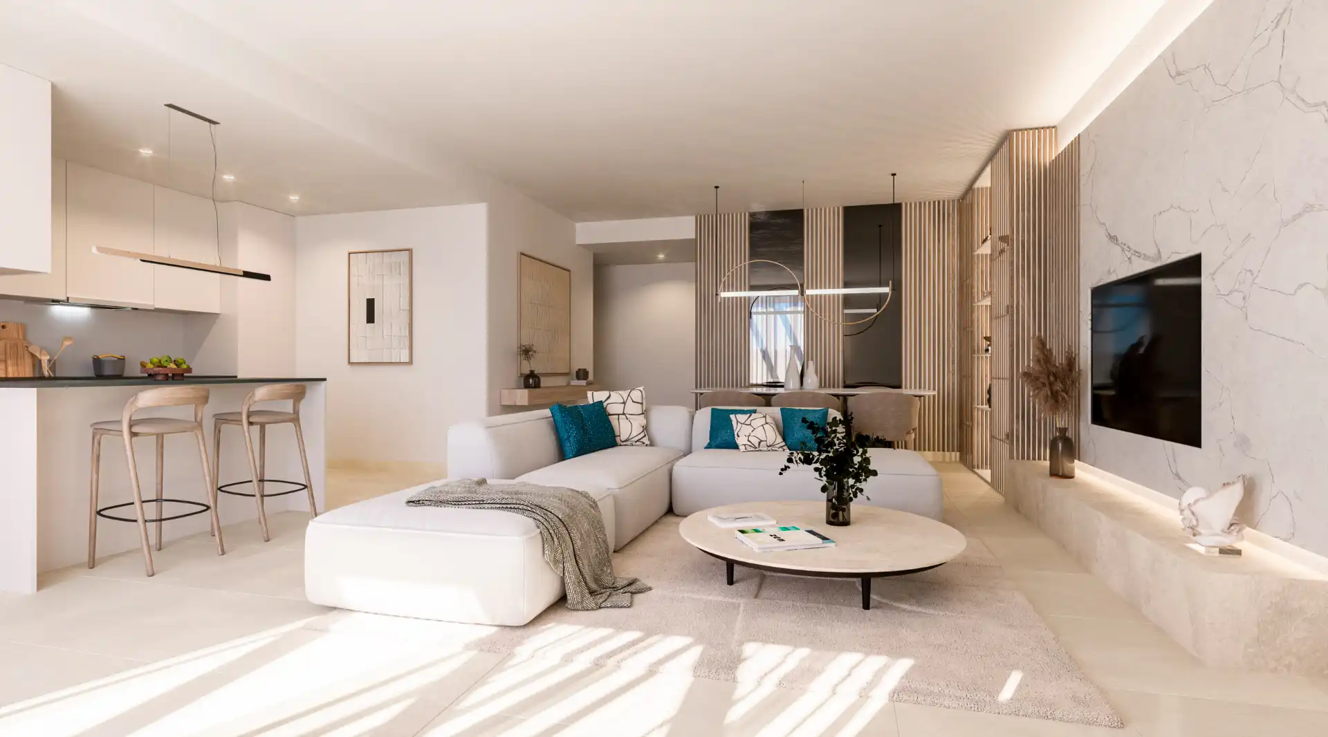 Sala d'estar de Apartament en venda en Estepona amb Aire condicionat, Calefacció i Jardí privat