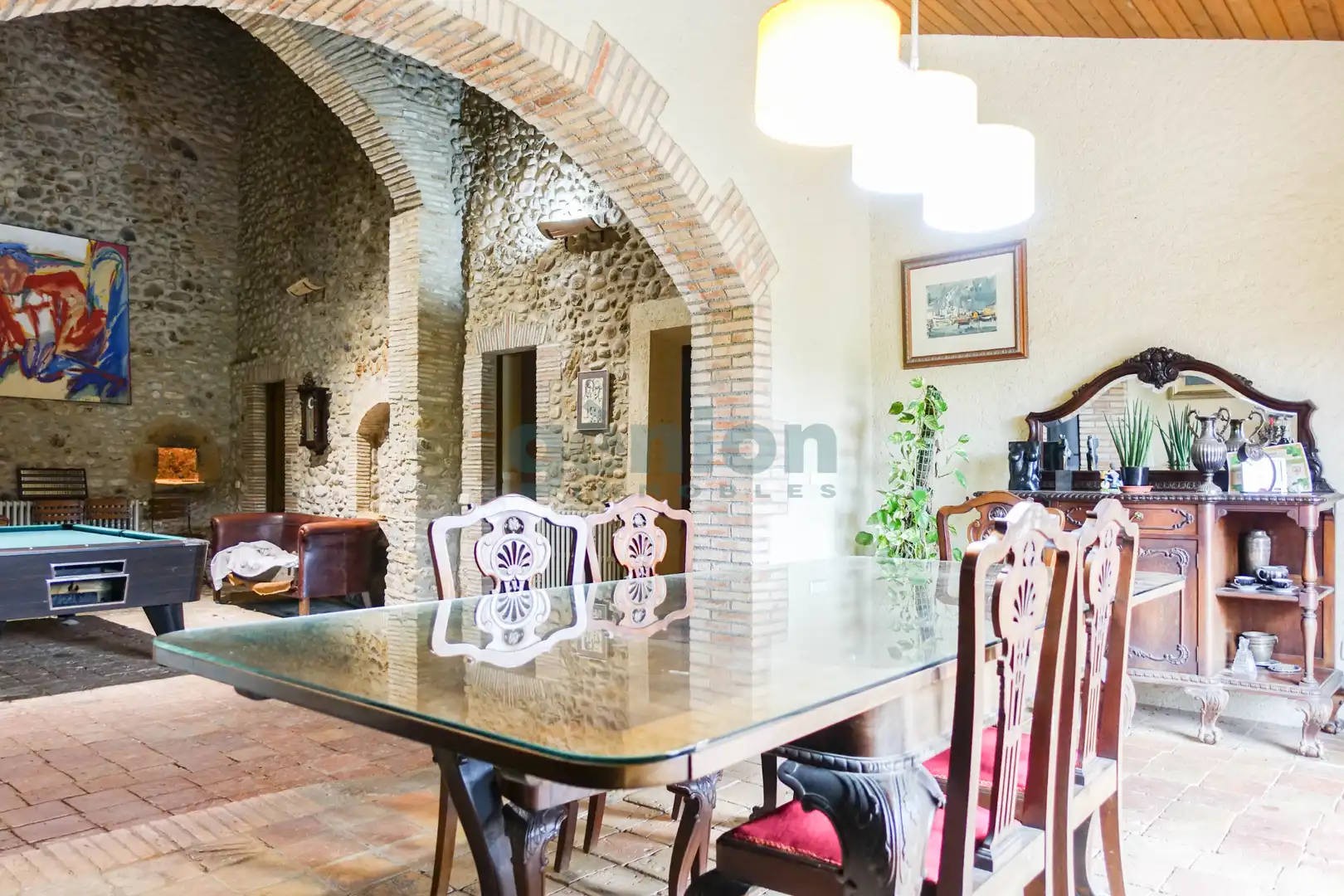 Comedor de Finca rústica en venta en Sant Miquel de Fluvià con Aire acondicionado, Calefacción y Jardín privado