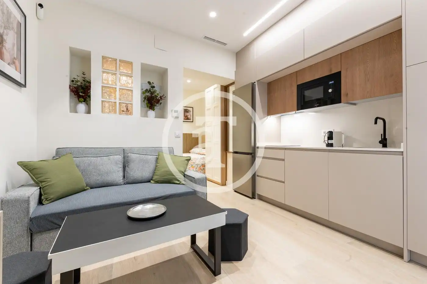 Sala d'estar de Estudi de lloguer en Madrid amb Aire condicionat, Calefacció i Moblat